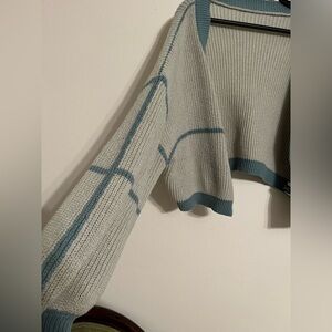 SHEIN Curve 3XL Knit Sweater Cropped Cardigan in Cream and Sage